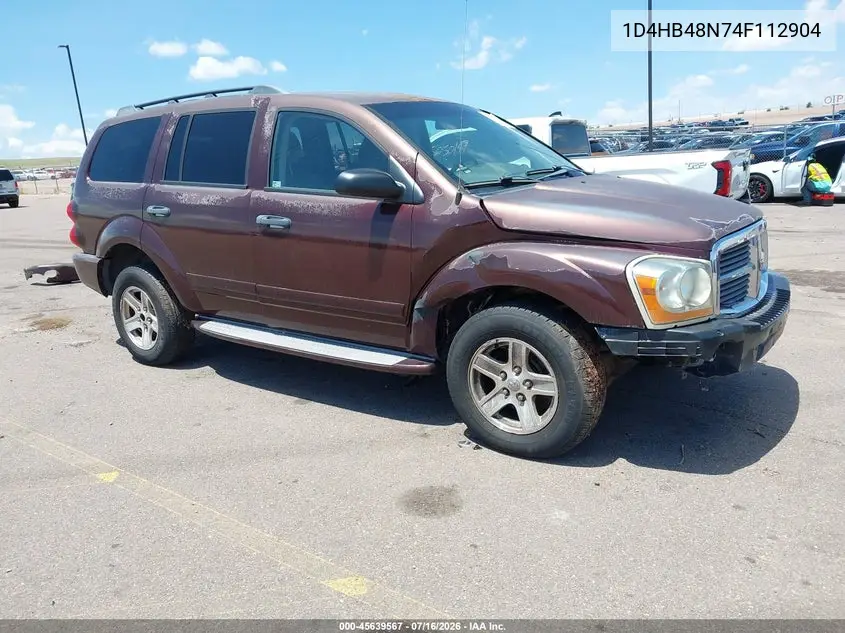 2004 Dodge Durango Slt VIN: 1D4HB48N74F112904 Lot: 45639567