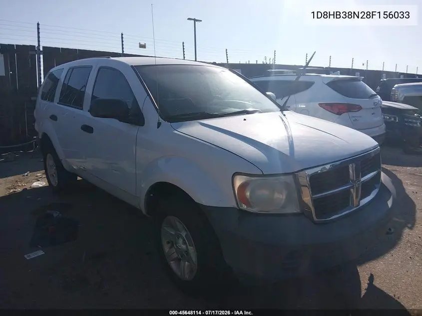 2008 Dodge Durango Sxt VIN: 1D8HB38N28F156033 Lot: 45648114