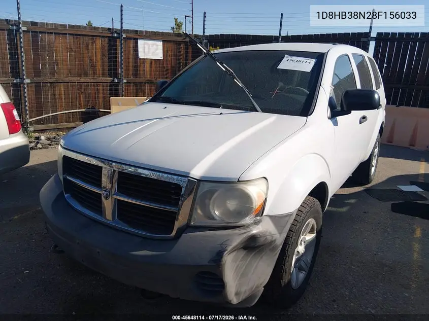 2008 Dodge Durango Sxt VIN: 1D8HB38N28F156033 Lot: 45648114