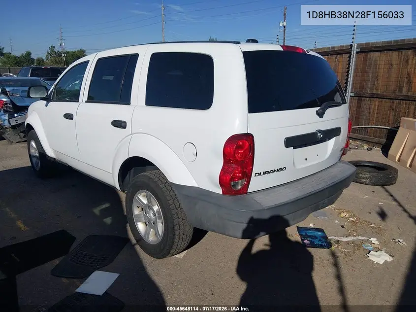 2008 Dodge Durango Sxt VIN: 1D8HB38N28F156033 Lot: 45648114