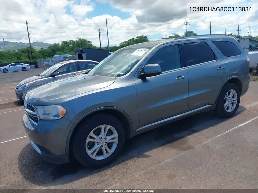 2012 Dodge Durango Sxt VIN: 1C4RDHAG8CC113834 Lot: 45378271
