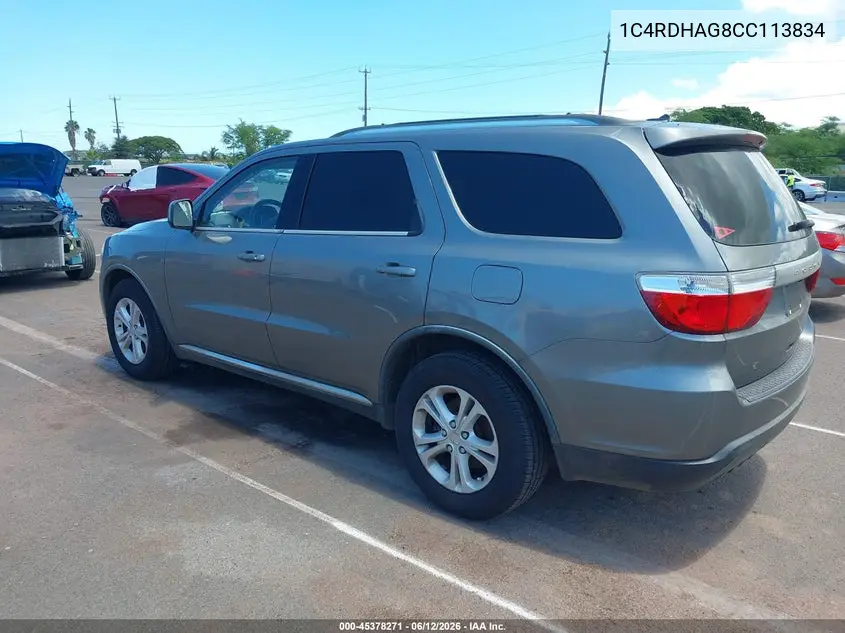 2012 Dodge Durango Sxt VIN: 1C4RDHAG8CC113834 Lot: 45378271