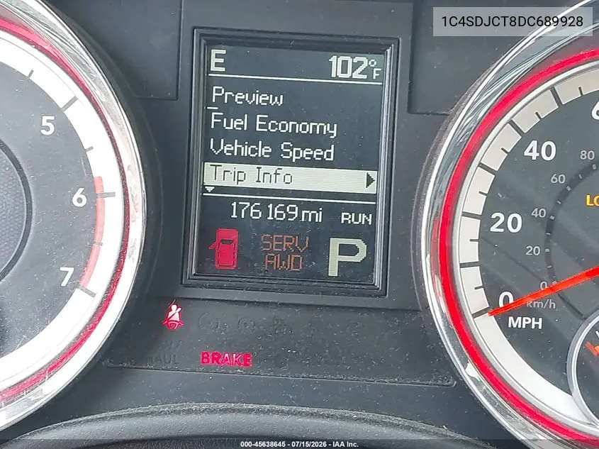 2013 Dodge Durango R/T VIN: 1C4SDJCT8DC689928 Lot: 45638645