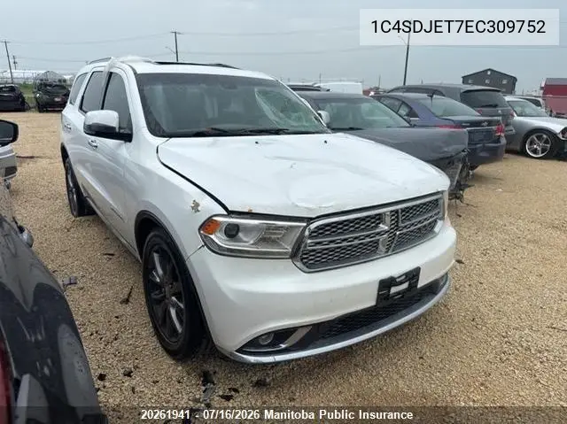 2014 Dodge Durango Citadel VIN: 1C4SDJET7EC309752 Lot: 20261941