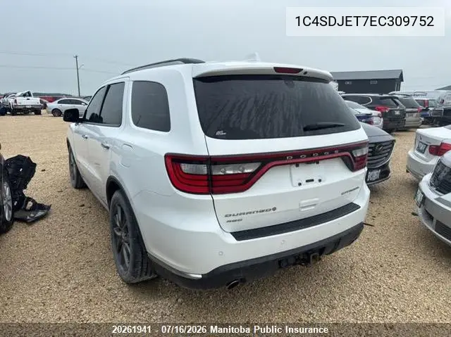 2014 Dodge Durango Citadel VIN: 1C4SDJET7EC309752 Lot: 20261941