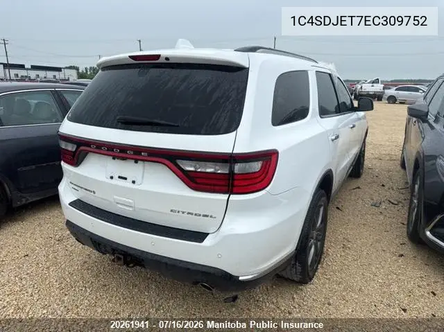 2014 Dodge Durango Citadel VIN: 1C4SDJET7EC309752 Lot: 20261941