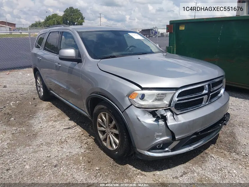 2014 Dodge Durango Sxt VIN: 1C4RDHAGXEC551676 Lot: 45547406