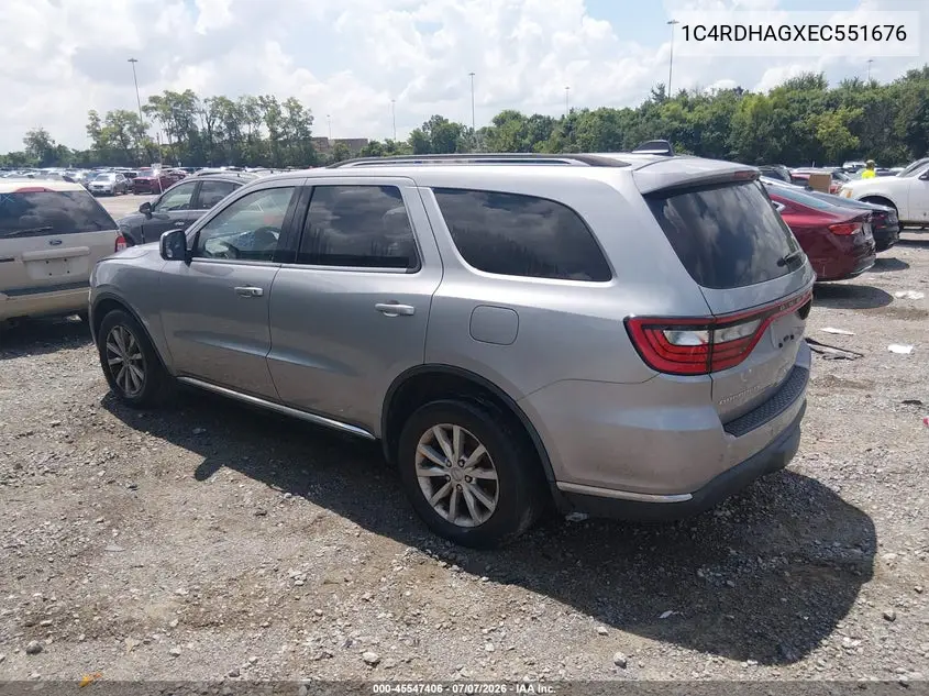 2014 Dodge Durango Sxt VIN: 1C4RDHAGXEC551676 Lot: 45547406