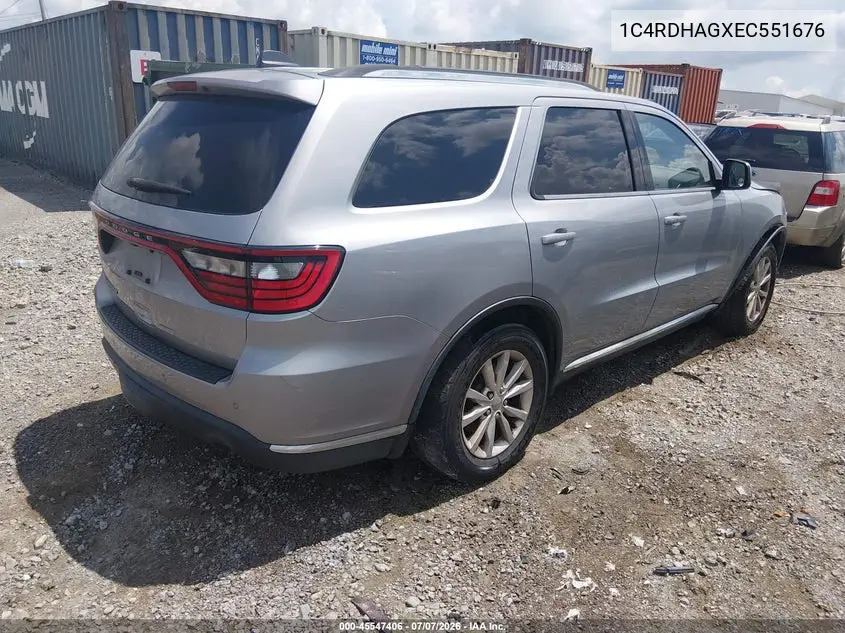2014 Dodge Durango Sxt VIN: 1C4RDHAGXEC551676 Lot: 45547406