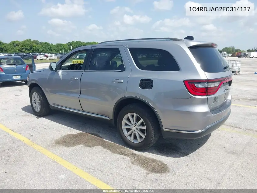 2014 Dodge Durango Sxt VIN: 1C4RDJAG2EC314137 Lot: 45585610