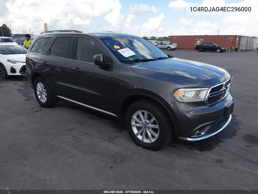 2014 Dodge Durango Sxt VIN: 1C4RDJAG4EC296000 Lot: 45612648