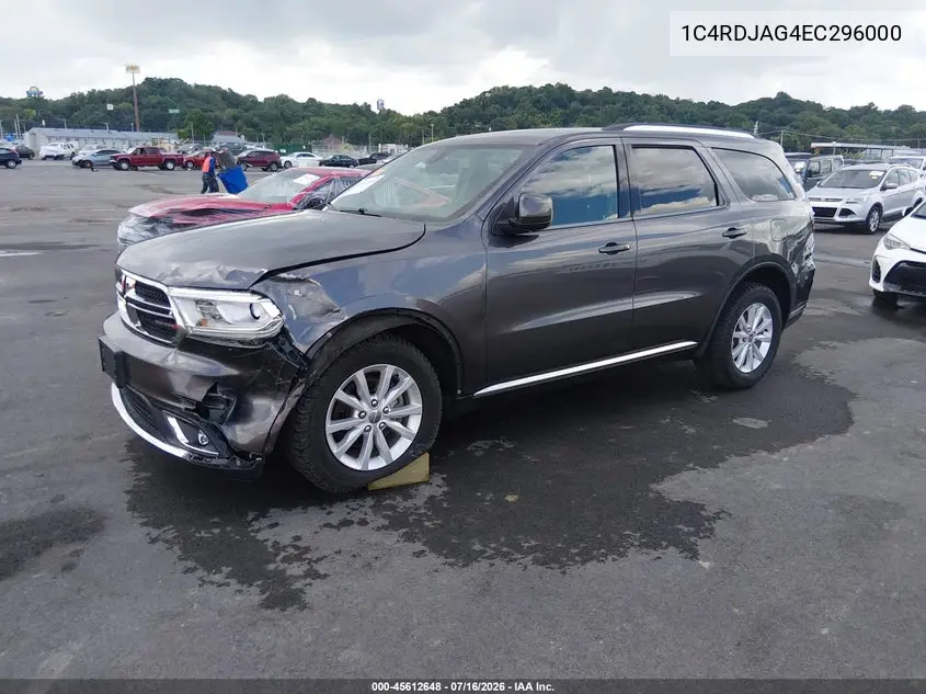 2014 Dodge Durango Sxt VIN: 1C4RDJAG4EC296000 Lot: 45612648