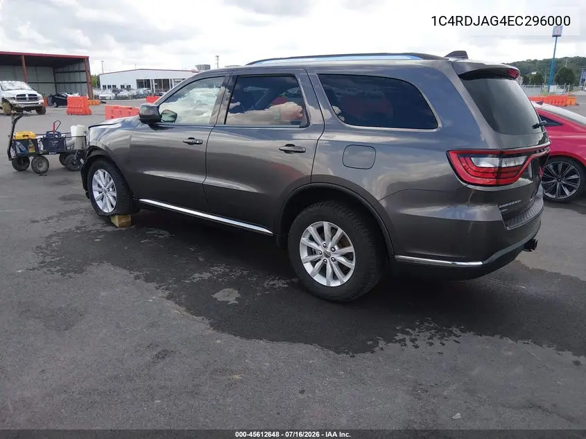 2014 Dodge Durango Sxt VIN: 1C4RDJAG4EC296000 Lot: 45612648