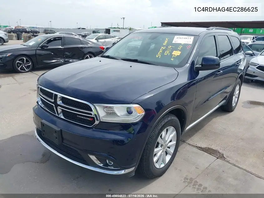 2014 Dodge Durango Sxt VIN: 1C4RDHAG4EC286625 Lot: 45654823