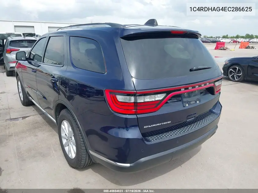 2014 Dodge Durango Sxt VIN: 1C4RDHAG4EC286625 Lot: 45654823