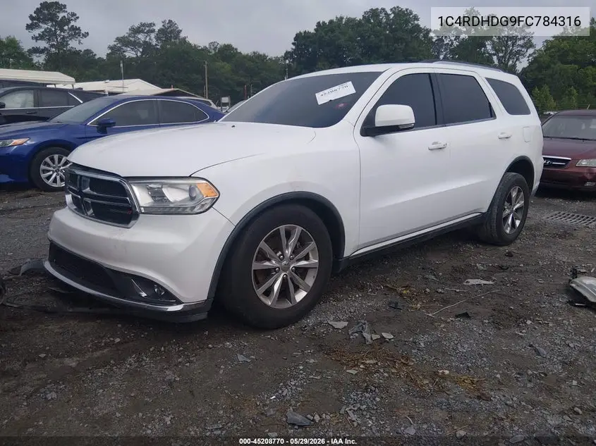 2015 Dodge Durango Limited VIN: 1C4RDHDG9FC784316 Lot: 45208770