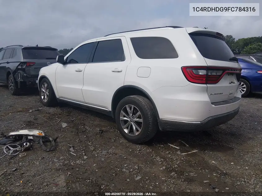 2015 Dodge Durango Limited VIN: 1C4RDHDG9FC784316 Lot: 45208770