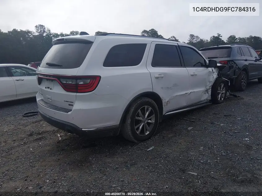 2015 Dodge Durango Limited VIN: 1C4RDHDG9FC784316 Lot: 45208770