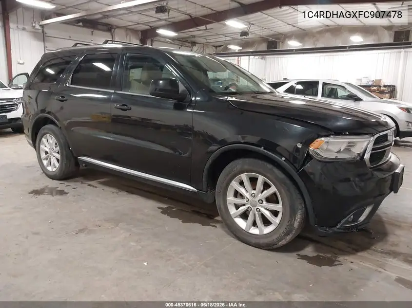2015 Dodge Durango Sxt VIN: 1C4RDHAGXFC907478 Lot: 45370616