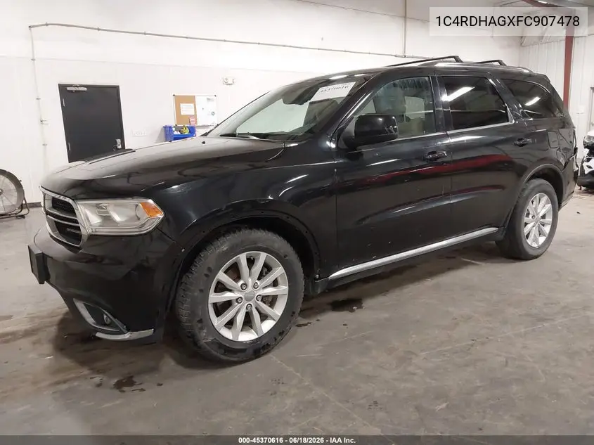 2015 Dodge Durango Sxt VIN: 1C4RDHAGXFC907478 Lot: 45370616