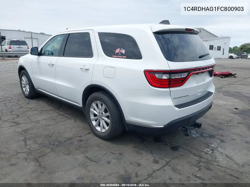 2015 Dodge Durango Sxt VIN: 1C4RDHAG1FC800903 Lot: 45394064
