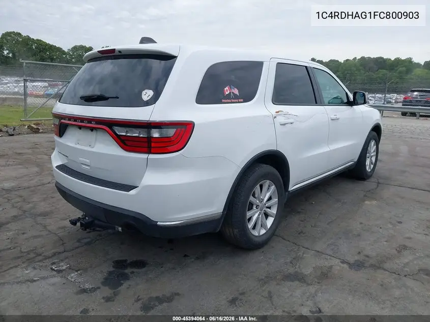 2015 Dodge Durango Sxt VIN: 1C4RDHAG1FC800903 Lot: 45394064