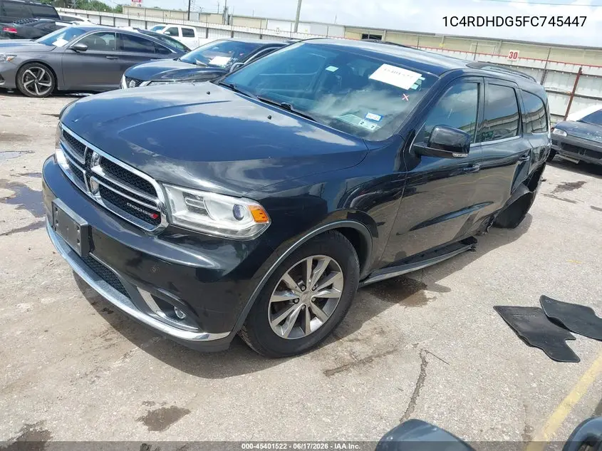 2015 Dodge Durango Limited VIN: 1C4RDHDG5FC745447 Lot: 45401522