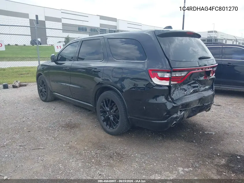 2015 Dodge Durango Sxt VIN: 1C4RDHAG4FC801270 Lot: 45448801