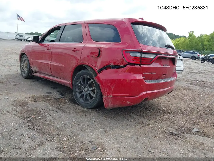 2015 Dodge Durango R/T VIN: 1C4SDHCT5FC236331 Lot: 45454942