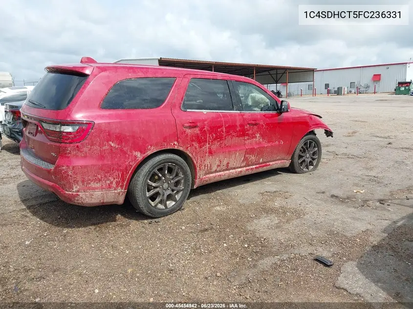 2015 Dodge Durango R/T VIN: 1C4SDHCT5FC236331 Lot: 45454942