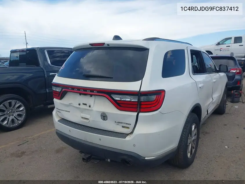 2015 Dodge Durango Limited VIN: 1C4RDJDG9FC837412 Lot: 45603523