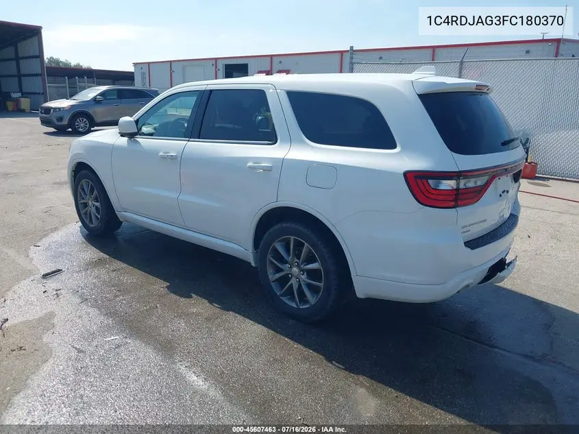 2015 Dodge Durango Sxt VIN: 1C4RDJAG3FC180370 Lot: 45607463