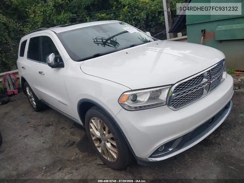 2015 Dodge Durango Citadel VIN: 1C4RDHEG7FC931232 Lot: 45615745