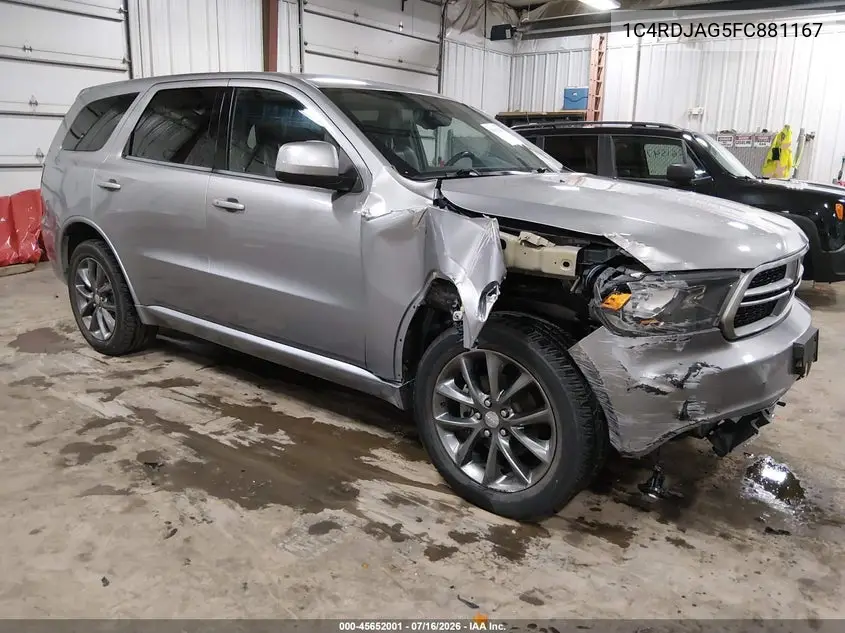 2015 Dodge Durango Sxt VIN: 1C4RDJAG5FC881167 Lot: 45652001