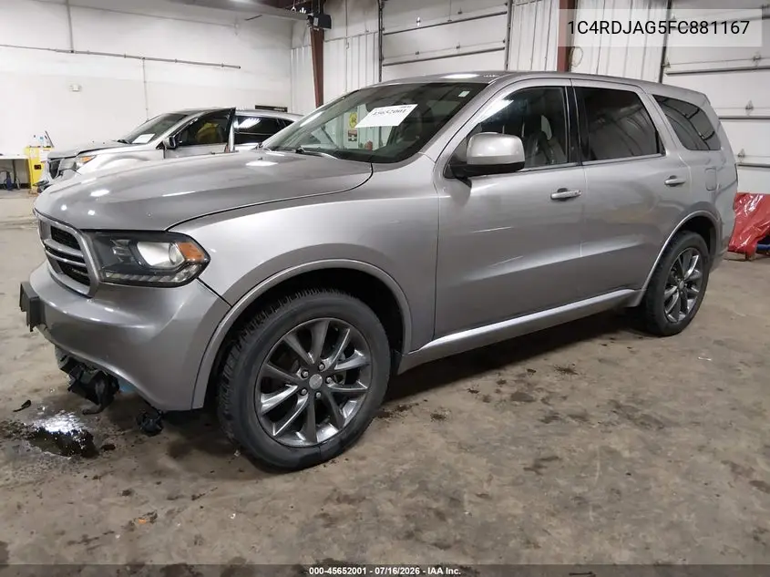 2015 Dodge Durango Sxt VIN: 1C4RDJAG5FC881167 Lot: 45652001