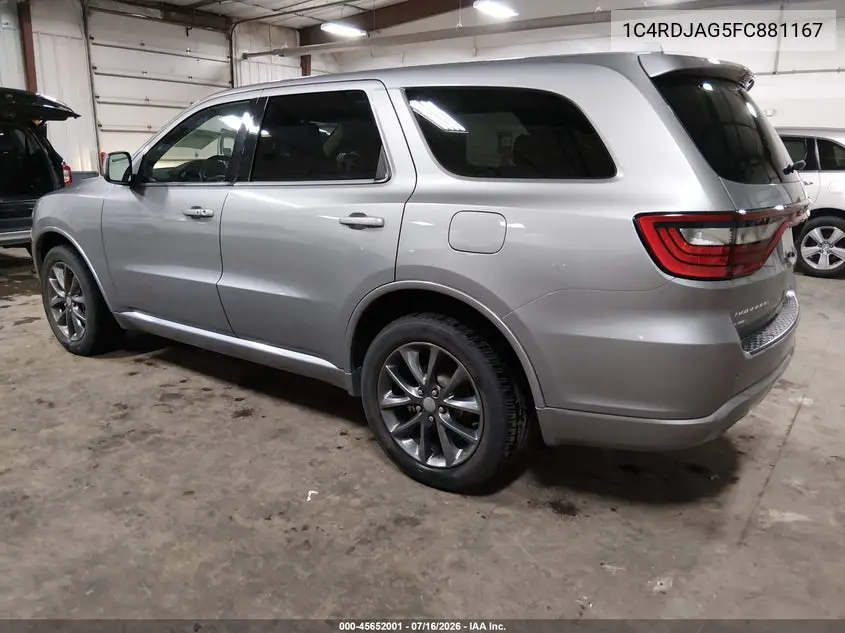 2015 Dodge Durango Sxt VIN: 1C4RDJAG5FC881167 Lot: 45652001