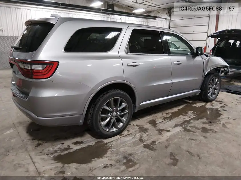 2015 Dodge Durango Sxt VIN: 1C4RDJAG5FC881167 Lot: 45652001