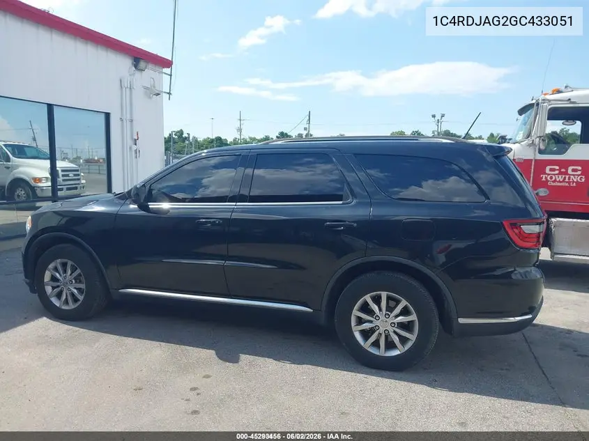 2016 Dodge Durango Sxt VIN: 1C4RDJAG2GC433051 Lot: 45293456