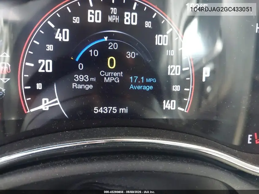 2016 Dodge Durango Sxt VIN: 1C4RDJAG2GC433051 Lot: 45293456
