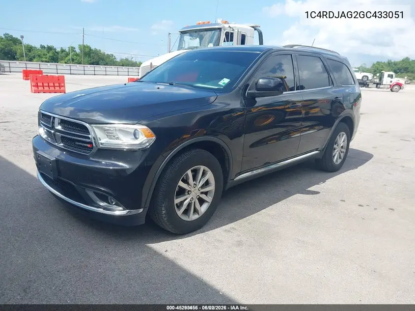 2016 Dodge Durango Sxt VIN: 1C4RDJAG2GC433051 Lot: 45293456