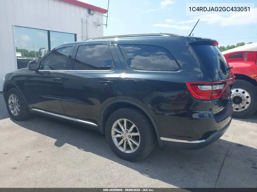 2016 Dodge Durango Sxt VIN: 1C4RDJAG2GC433051 Lot: 45293456