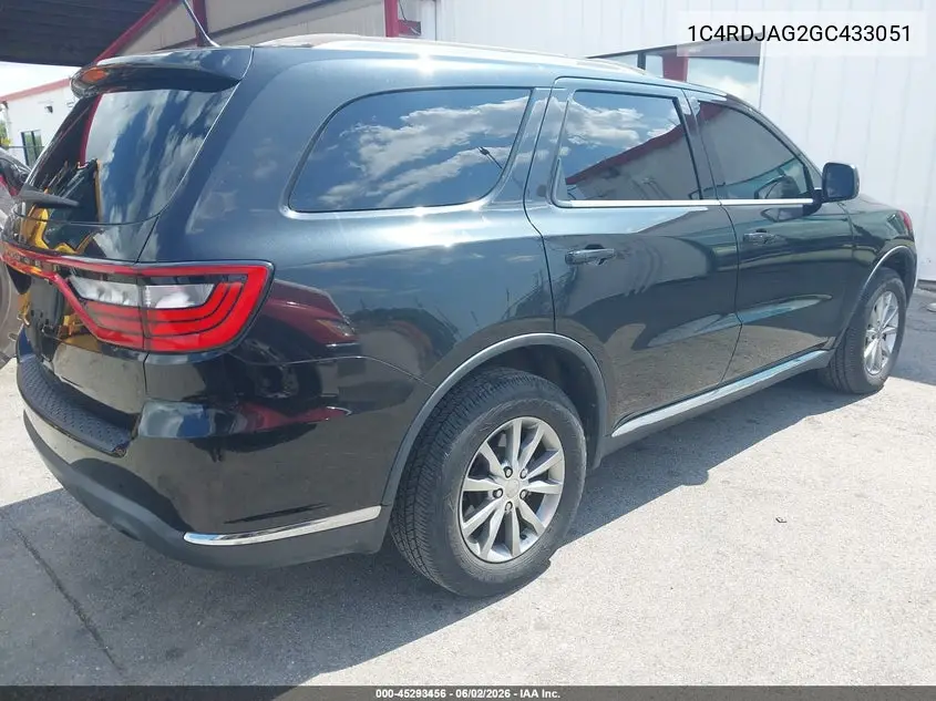 2016 Dodge Durango Sxt VIN: 1C4RDJAG2GC433051 Lot: 45293456