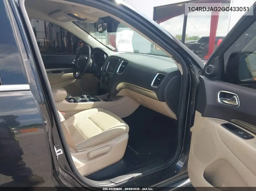 2016 Dodge Durango Sxt VIN: 1C4RDJAG2GC433051 Lot: 45293456