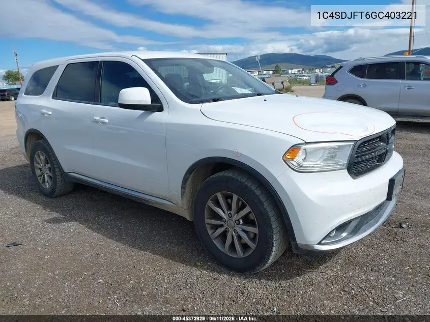2016 Dodge Durango Special Service VIN: 1C4SDJFT6GC403221 Lot: 45372829