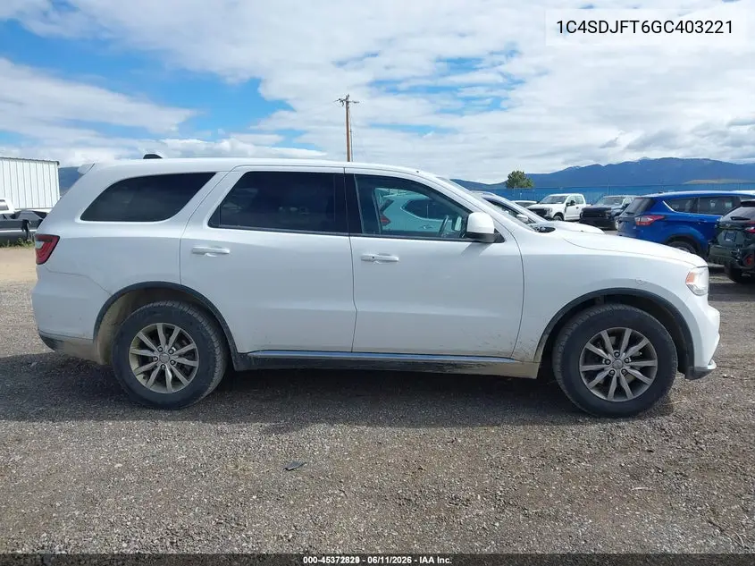 2016 Dodge Durango Special Service VIN: 1C4SDJFT6GC403221 Lot: 45372829