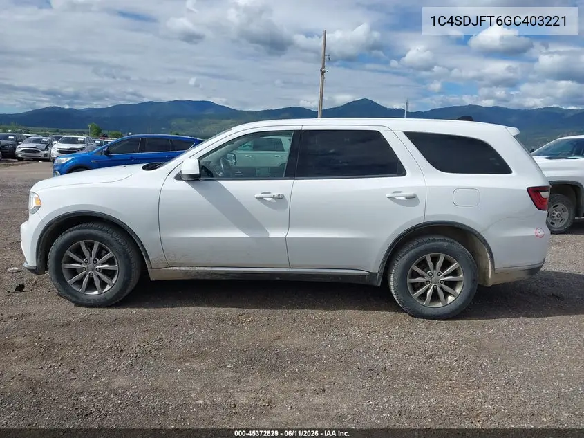 2016 Dodge Durango Special Service VIN: 1C4SDJFT6GC403221 Lot: 45372829
