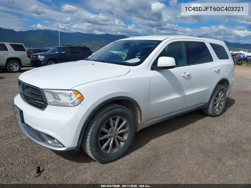 2016 Dodge Durango Special Service VIN: 1C4SDJFT6GC403221 Lot: 45372829