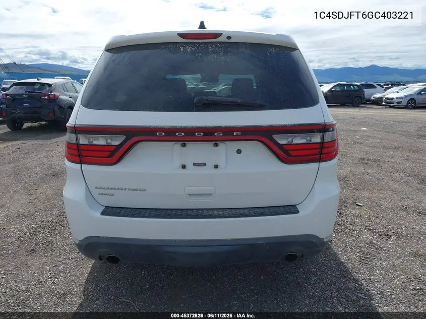 2016 Dodge Durango Special Service VIN: 1C4SDJFT6GC403221 Lot: 45372829