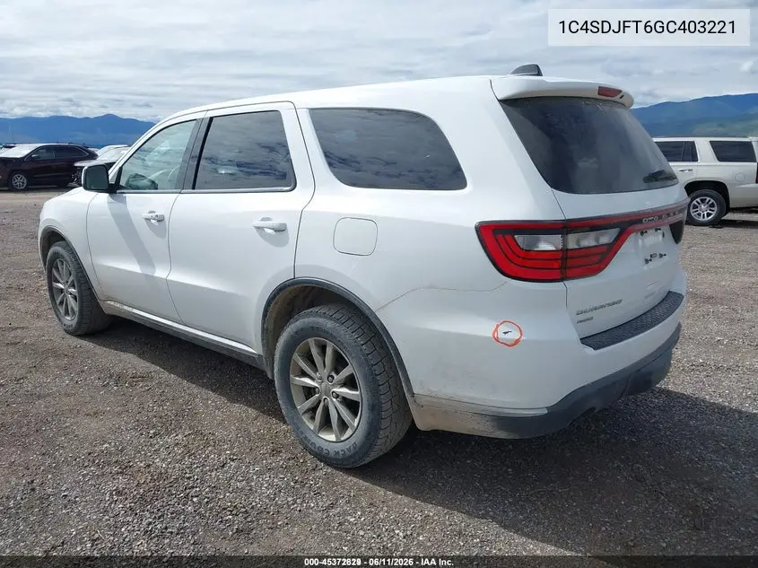 2016 Dodge Durango Special Service VIN: 1C4SDJFT6GC403221 Lot: 45372829