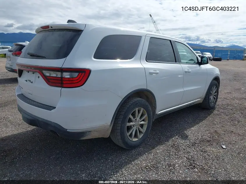 2016 Dodge Durango Special Service VIN: 1C4SDJFT6GC403221 Lot: 45372829